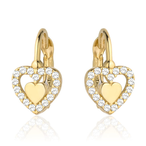 Cercei cu Inimoare si Zirconi din Aur 14k