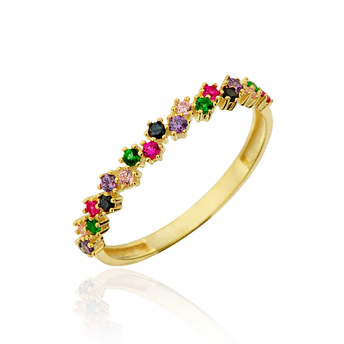 Inel Aur 14k cu Cristale Multicolore