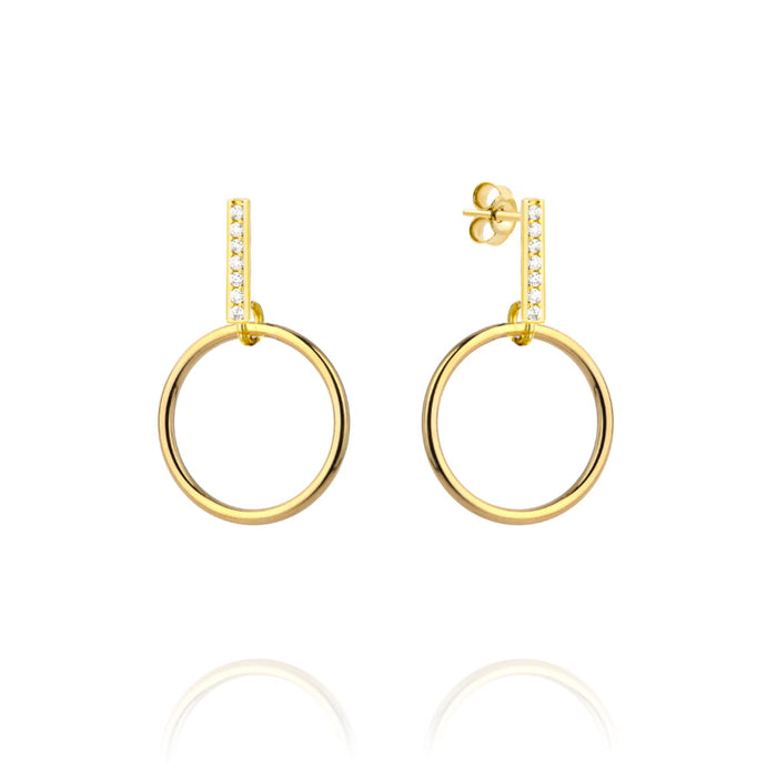 Cercei Aur 14k cu Cerculete si Zirconii Albe