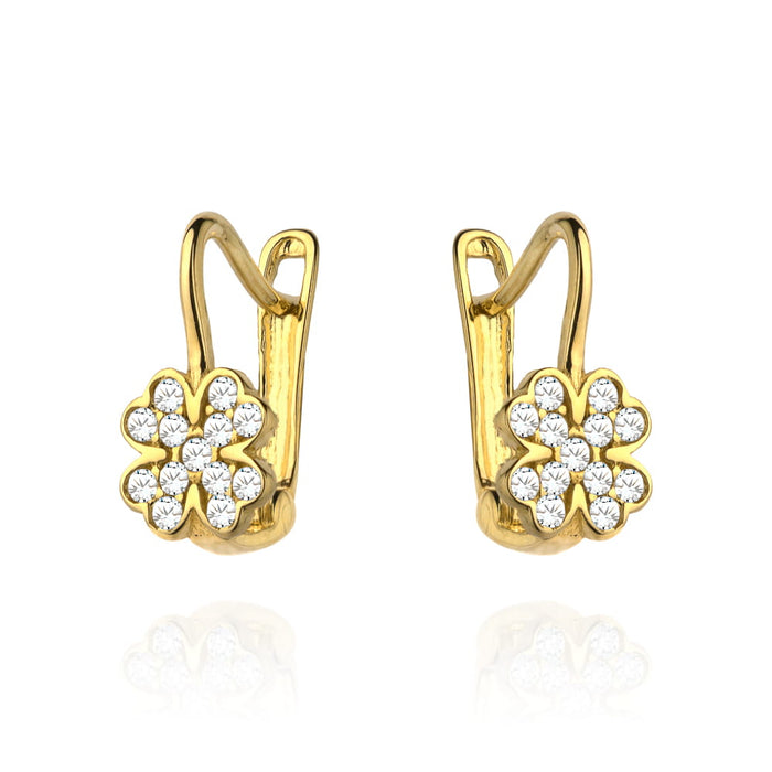 Cercei Aur 14k cu Trifoi si Zirconii