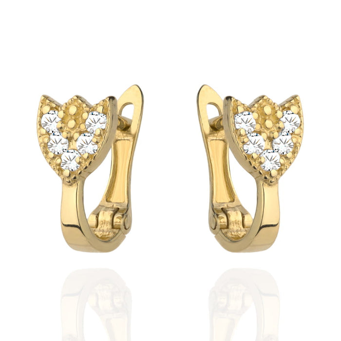 Cercei Aur 14k cu Lalele si Zirconii Albe