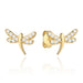Cercei Aur 14k cu Libelula si Zirconii Albe