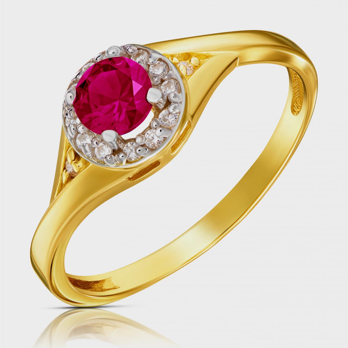Inel Lady Glamour Aur 8K cu Rubin - Eleganță Eternă