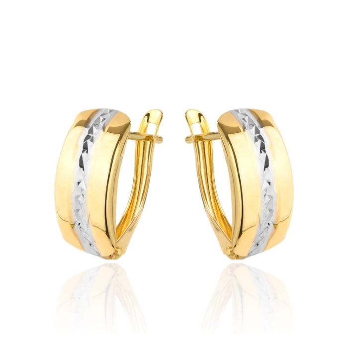 Cercei Din Aur Bicolor Texturați Rotunjiți