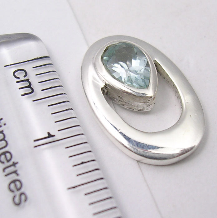 Cercei Argint 925 cu Topaz Albastru 1.5 cm lungime