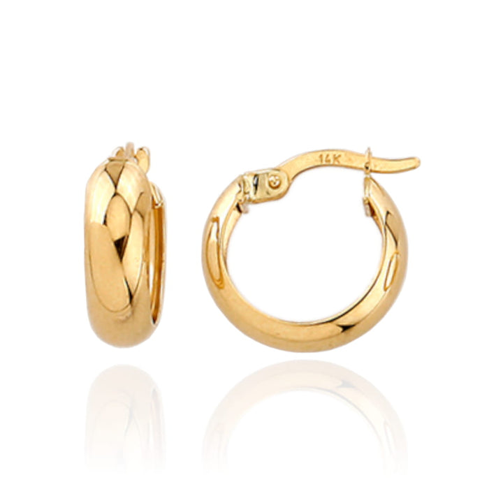 Cercei cu cercuri late din aur, mici, pe închizătoare englezească