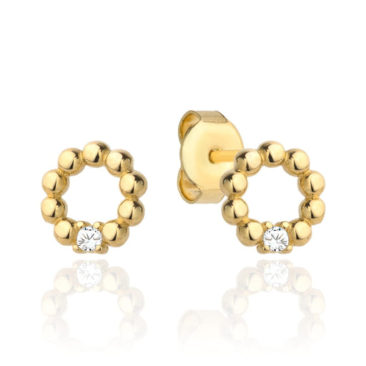 Cercei Aur cu Bilute si Zirconii Albe