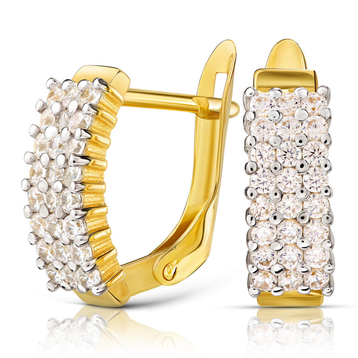 Cercei Aur 8K cu Pietre Albe Delicate