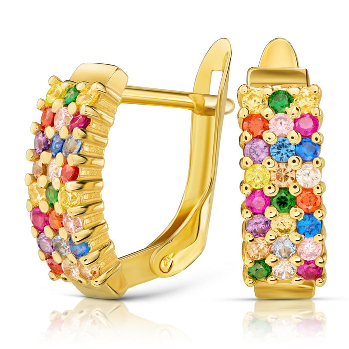 Cercei Aur 8K cu Pietre Colorate