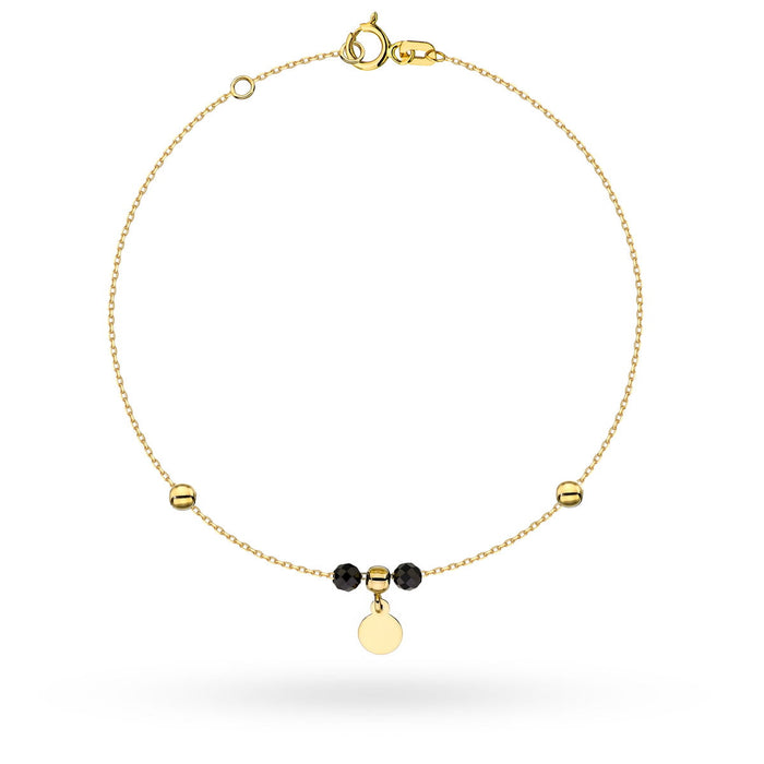 Bratara Lant cu Banut si Pietre Negre- Aur 14k