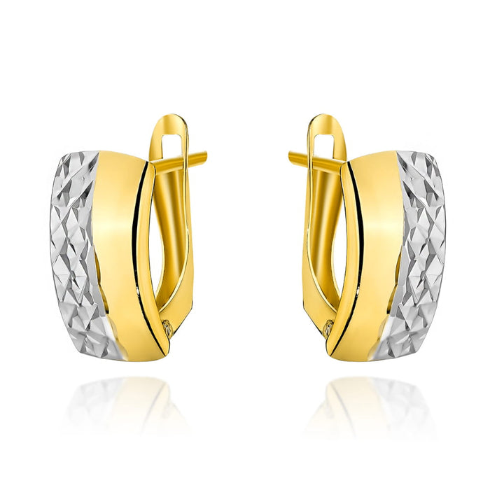 Cercei Aur 14k cu Model Ajurat Alb si Neted