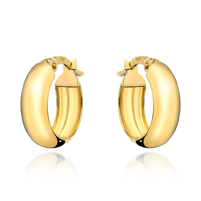 Cercei cu cercuri late din aur, mici, pe închizătoare englezească