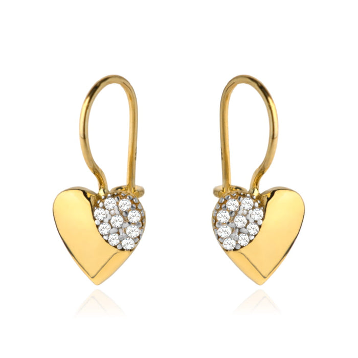Cercei Aur Inimă Plină cu Zirconii 14K