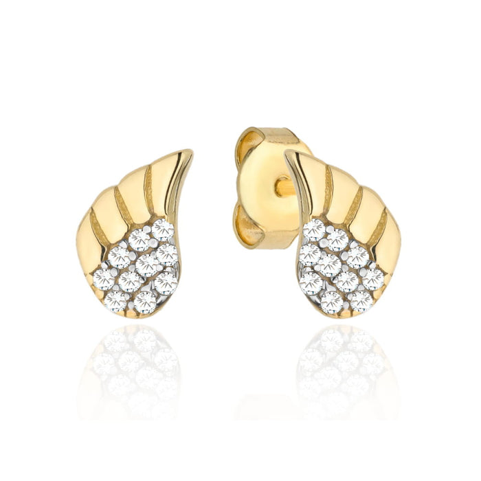 Cercei Aur 14k cu Aripi de Inger si Zirconii Albe