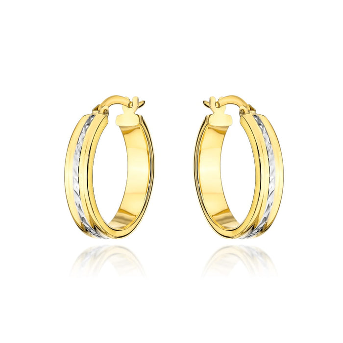 Cercei cu cerc și model alb în centru 1,8 cm