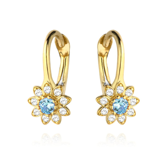 Cercei Aur 14k cu Floricele si Zirconii