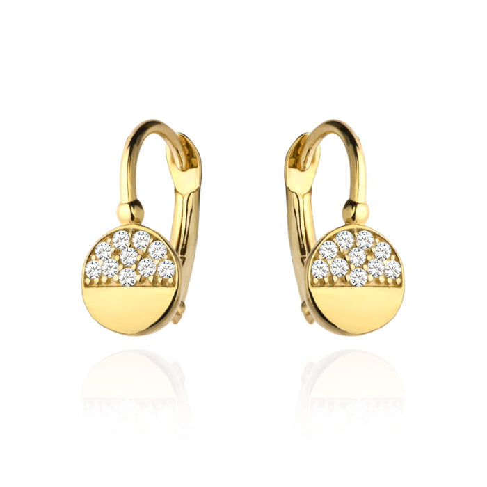 Cercei Aur 14k cu Model Neted si Zirconii Albe