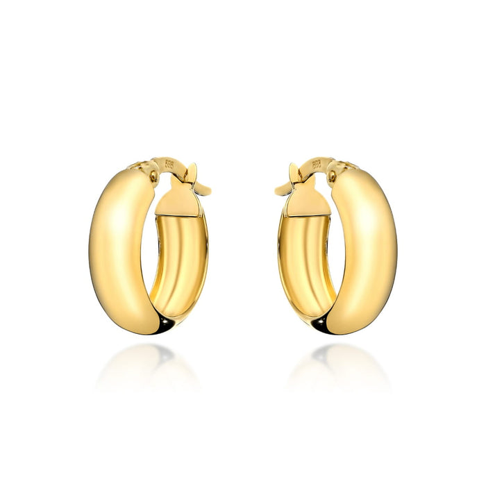 Cercei cu cercuri late din aur, mici, pe închizătoare englezească