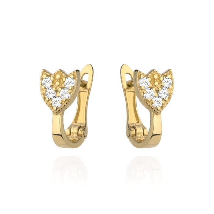 Cercei Aur 14k cu Lalele si Zirconii Albe