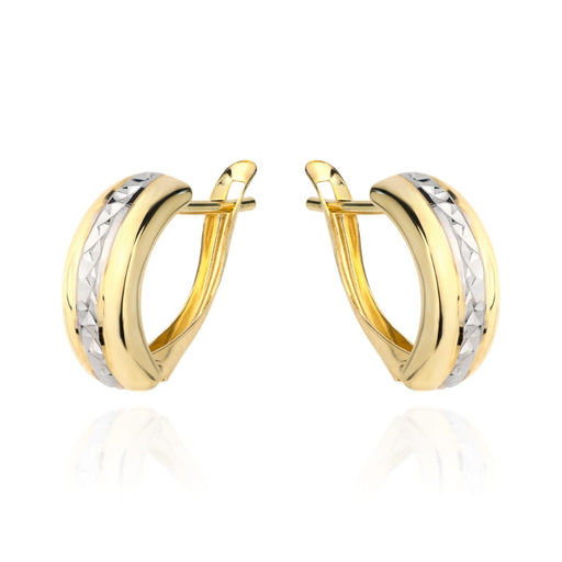 Cercei in doua culori de aur cu zirconii centrale