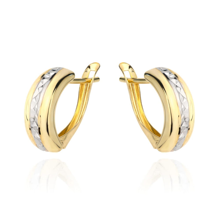 Cercei in doua culori de aur cu zirconii centrale