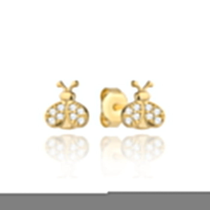 Cercei Aur 14k cu Buburuza si Zirconii Albe