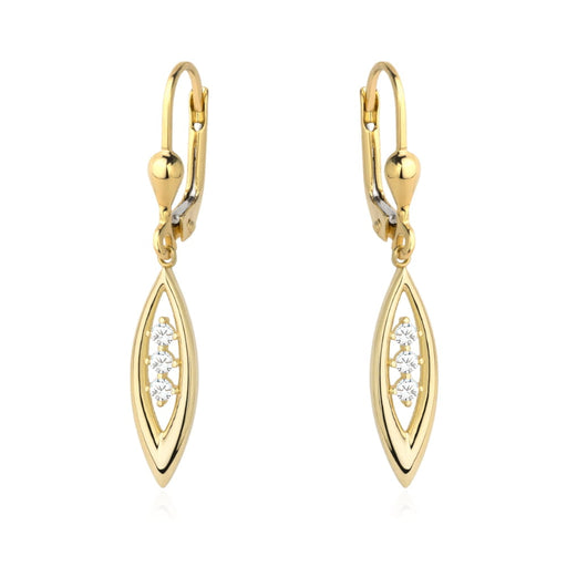 Cercei din aur cu lacrimă și trei zirconii cubice