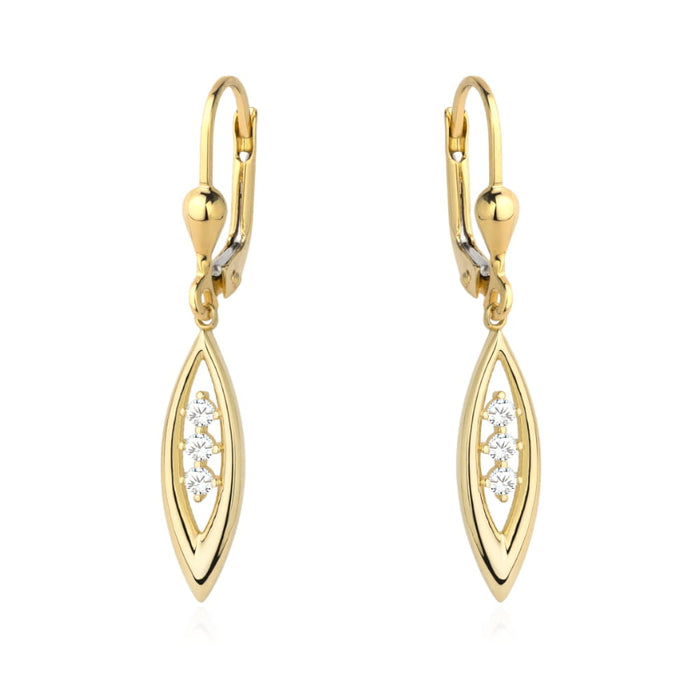 Cercei din aur cu lacrimă și trei zirconii cubice