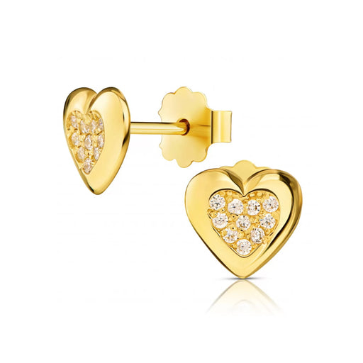 Cercei Aur 14k cu Inimioara si Zirconii