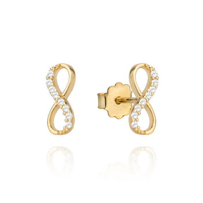 Cercei Aur 14k cu Infinit si Zirconii Albe