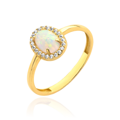 Inel Aur 14k cu Opal si Zirconii Albe