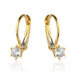 Cercei de aur cu zircon alb central pe o închizătoare franceză