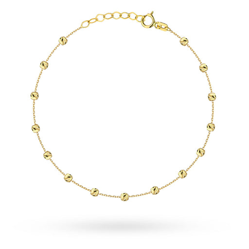 Brățară de Picior Aur 14K Bile Diamantate - Eleganță Pură