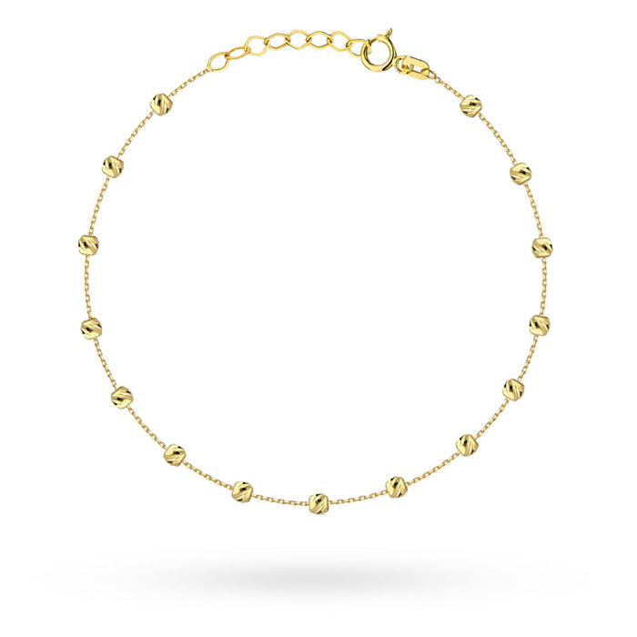 Brățară de Picior Aur 14K Bile Diamantate - Eleganță Pură