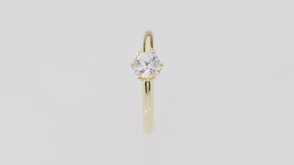 Inel Aur 14K cu Safir Alb 0.60 ct si Diamante Naturale 0.04 ct