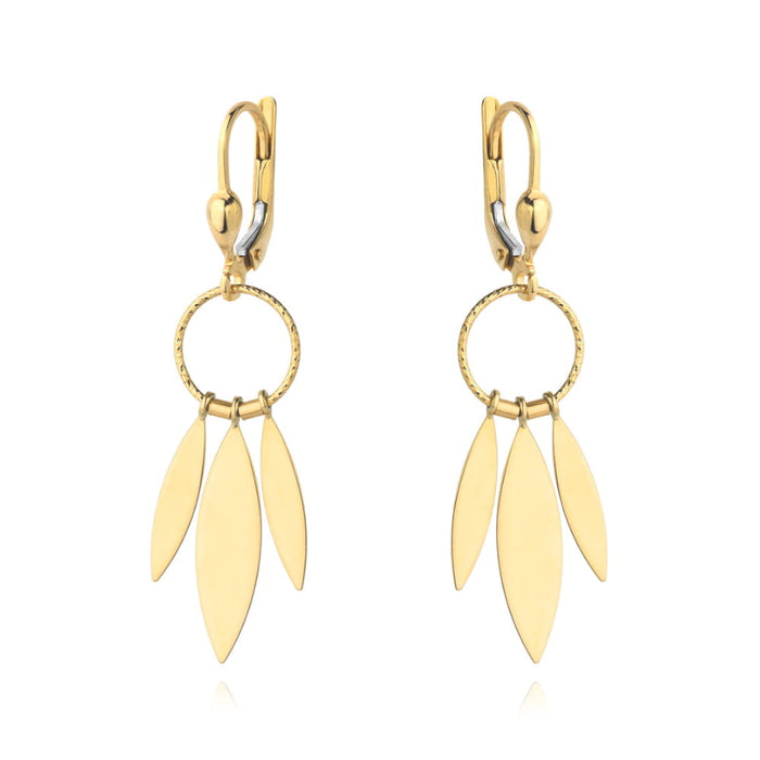 Cercei Aur 14K cu Design Frunze - 48 mm