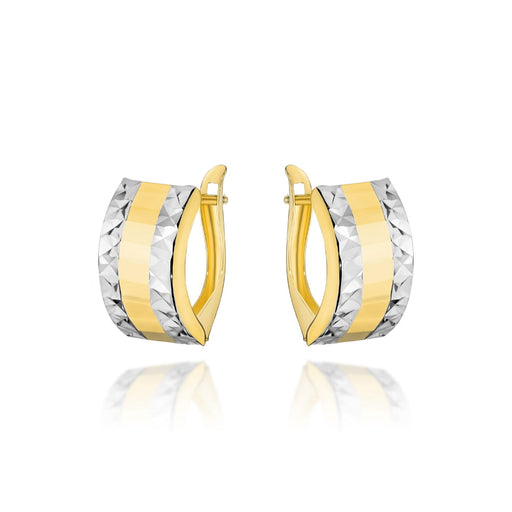 Cercei Aur 14k cu Model Ajurat in Doua Culori