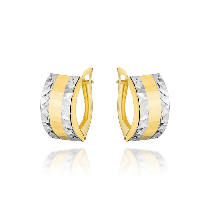 Cercei Aur 14k cu Model Ajurat in Doua Culori