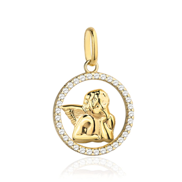 Medalion Înger Aur 14K Cu Zirconii