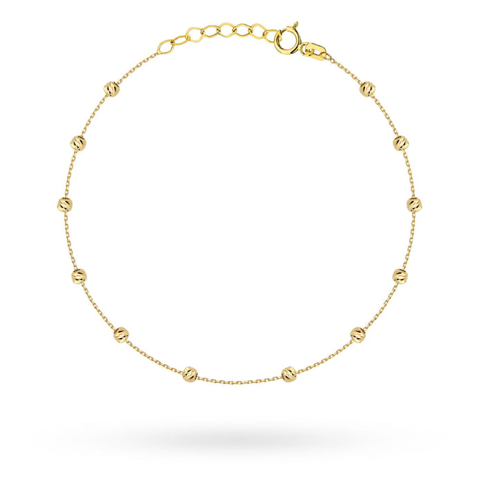 Brățară de Picior Aur 14K Bile Diamantate - Eleganță Pură