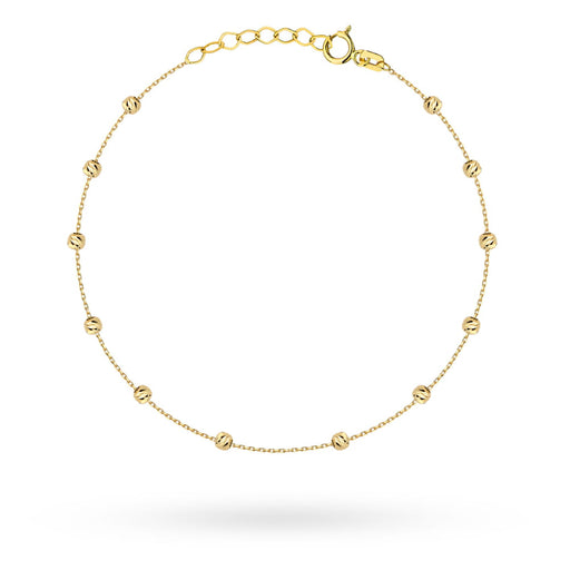 Brățară de Picior Aur 14K Bile Diamantate - Eleganță Pură