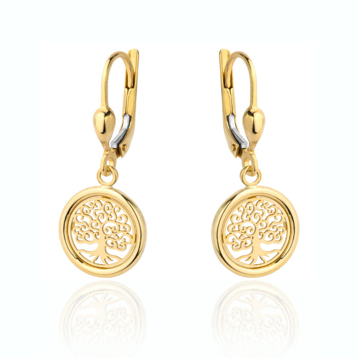 Cercei Aur 14k cu Copacul Vietii Ajurat