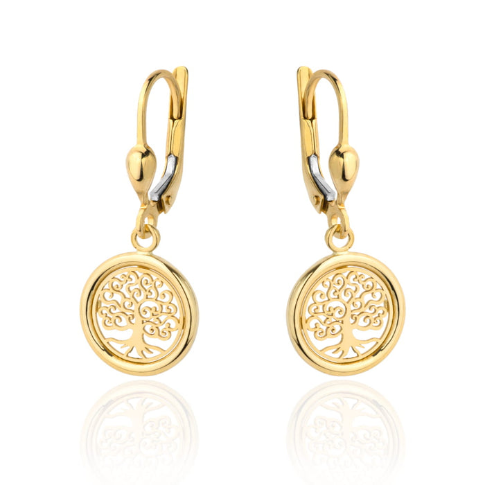 Cercei Aur 14k cu Copacul Vietii Ajurat