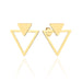 Cercei Aur Galben Dublu Triunghi Geometric 14K cu Tijă