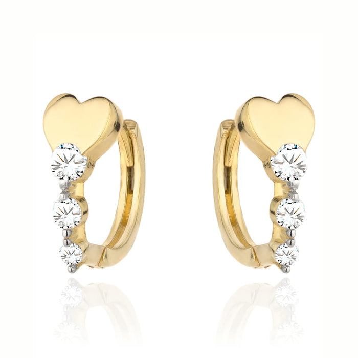 Cercei Aur 14k cu Inimioare si Zirconii Albe