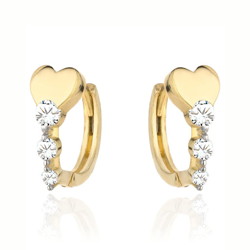 Cercei Aur 14k cu Inimioare si Zirconii Albe