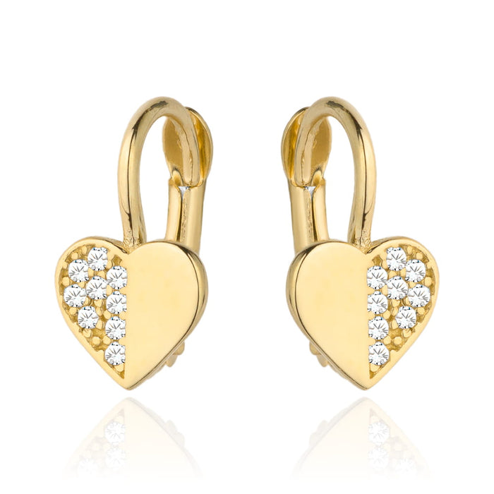 Cercei Aur 14k cu Inimioare si Zirconii
