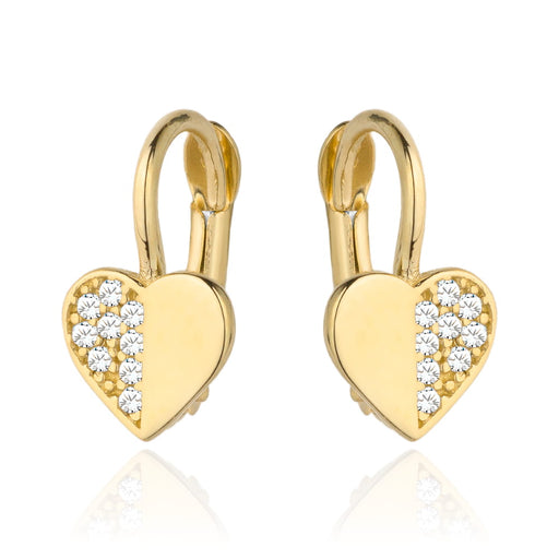 Cercei Aur 14k cu Inimioare si Zirconii