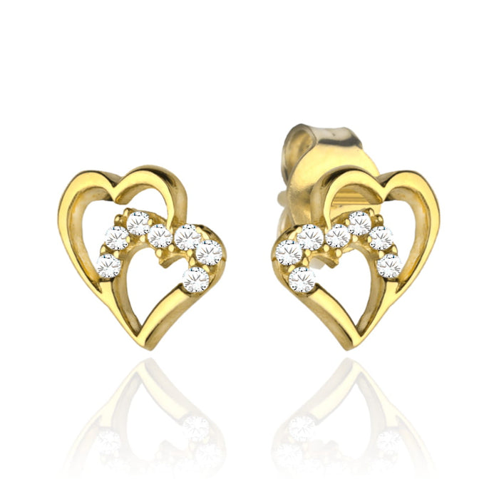 Cercei Aur 14k cu Inimioare Impletite si Zirconii