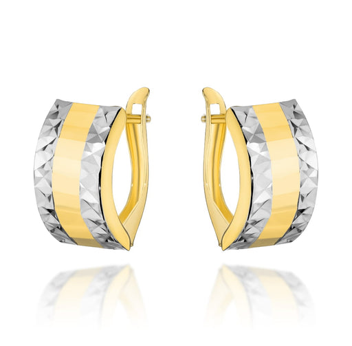 Cercei Aur 14k cu Model Ajurat in Doua Culori